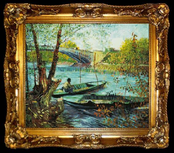framed  Vincent Van Gogh Fishing in the Spring, Pont de Clichy, ta009-2